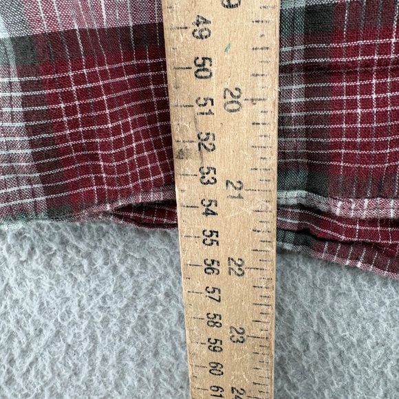 Madewell Plaid Button Front Peasant Blouse Red Gray Check XS 100% Cotton - Picture 8 of 11